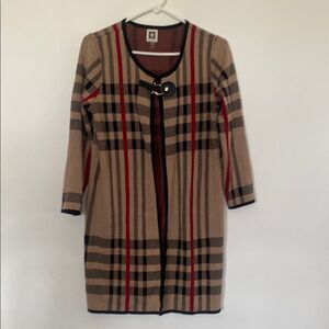Anne Klein Plaid Cardigan with Button Detail